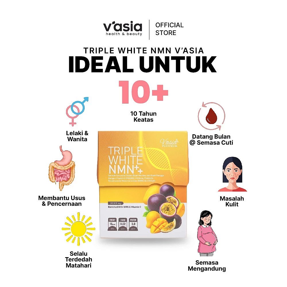 TRIPLE WHITE NMN - SERBUK CAMPURAN BOTANI BUAH MARKISA