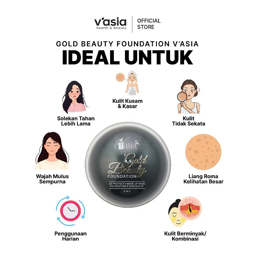 GOLD BEAUTY FOUNDATION - Cerah Gebu & Mulus