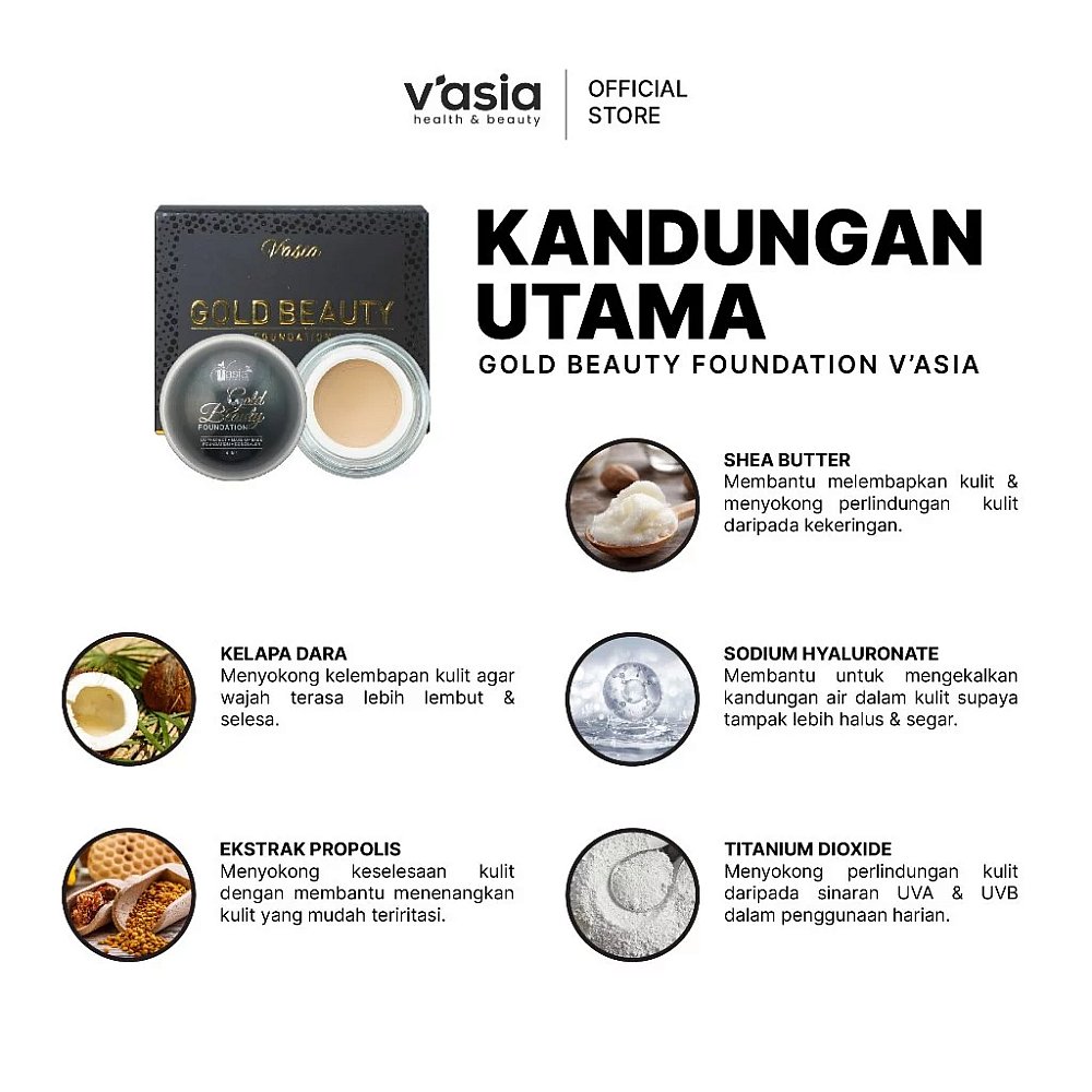 GOLD BEAUTY FOUNDATION - Cerah Gebu & Mulus