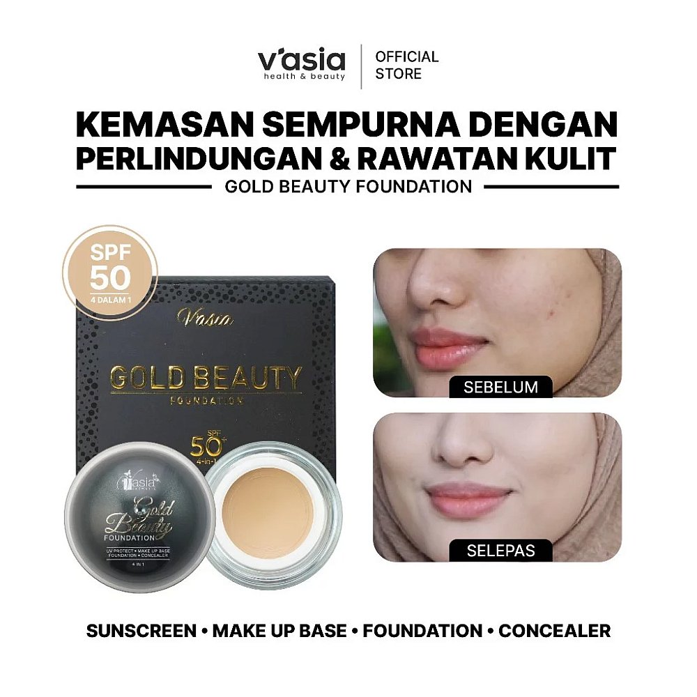 GOLD BEAUTY FOUNDATION - Cerah Gebu & Mulus