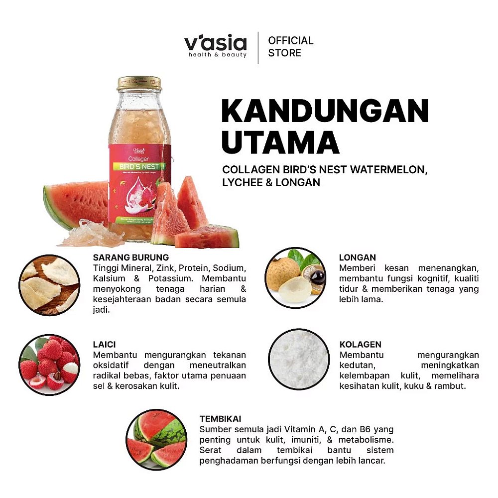 COLLAGEN BIRD'S NEST DRINK WITH WATERMELON, LYCHEE & LONGAN