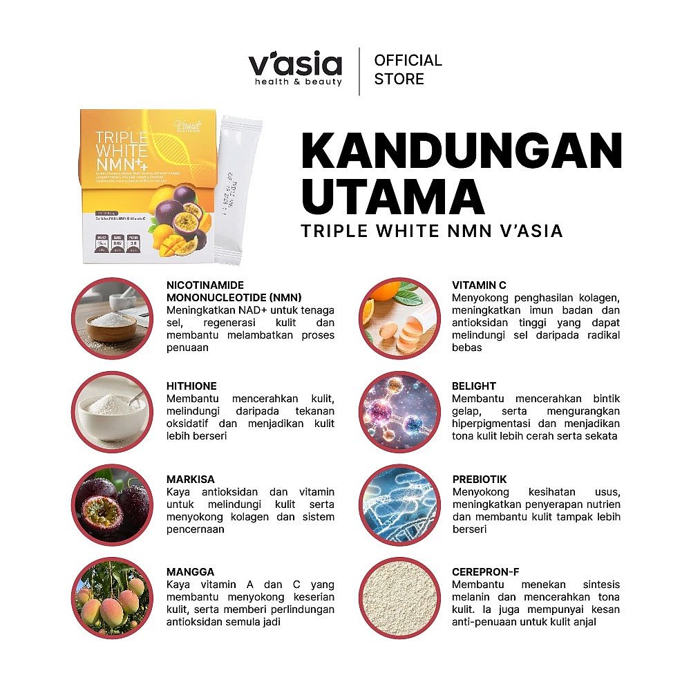 TRIPLE WHITE NMN - SERBUK CAMPURAN BOTANI BUAH MARKISA