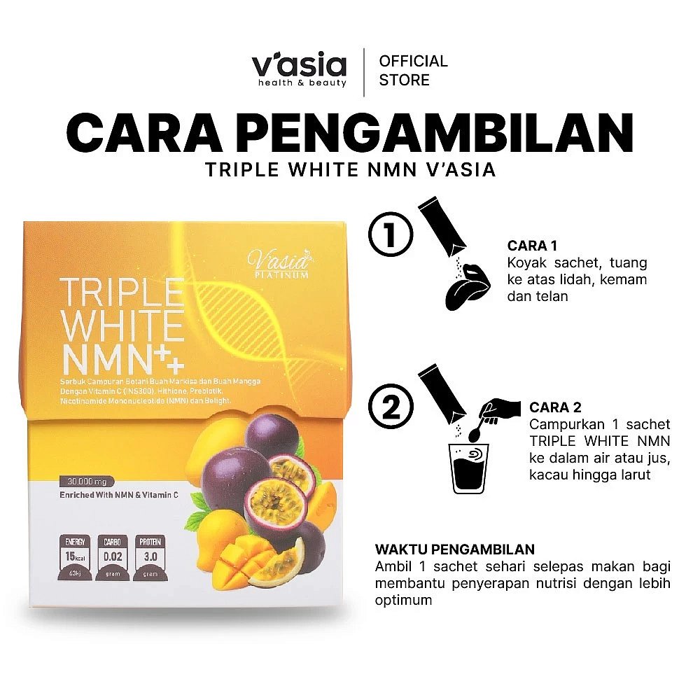 TRIPLE WHITE NMN - SERBUK CAMPURAN BOTANI BUAH MARKISA